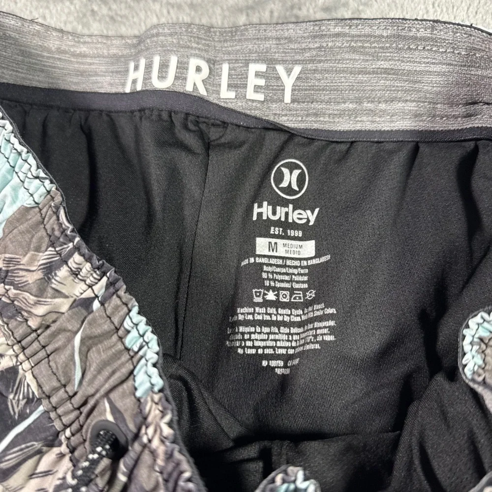 Hurley Mens Tropical Floral Board Shorts Gray Blue Pink Medium Swim Trunks